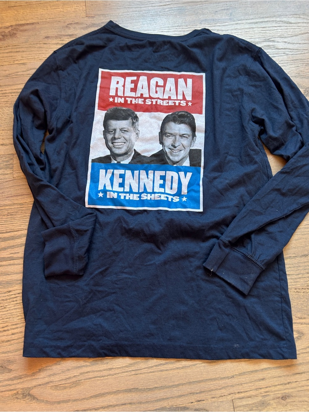 ROWDY GENTLEMAN‎ Mens Reagan Kennedy Graphic navy Long Sleeve T-Shirt Sz L